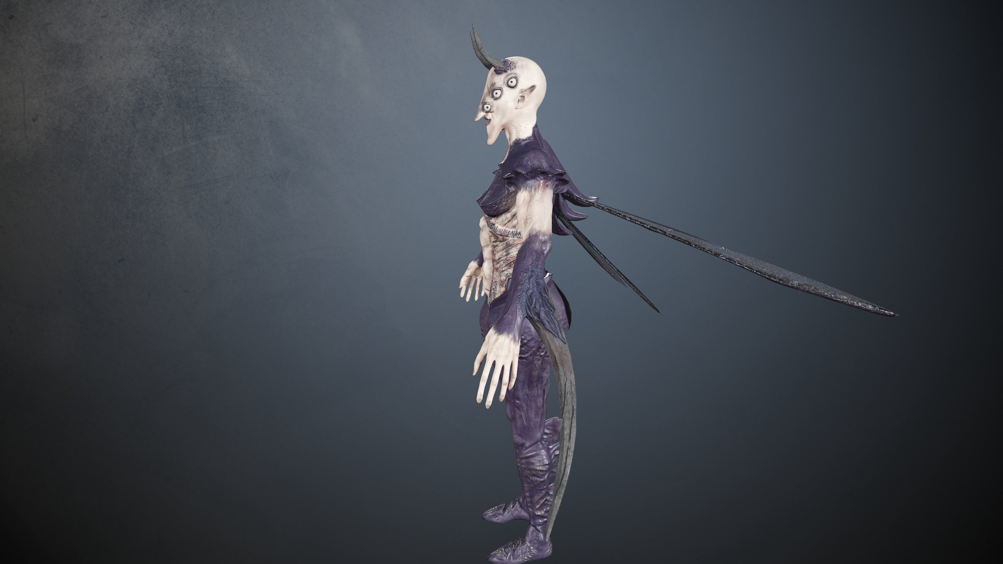 Elliel humanoid creature Low-poly 3D model_7