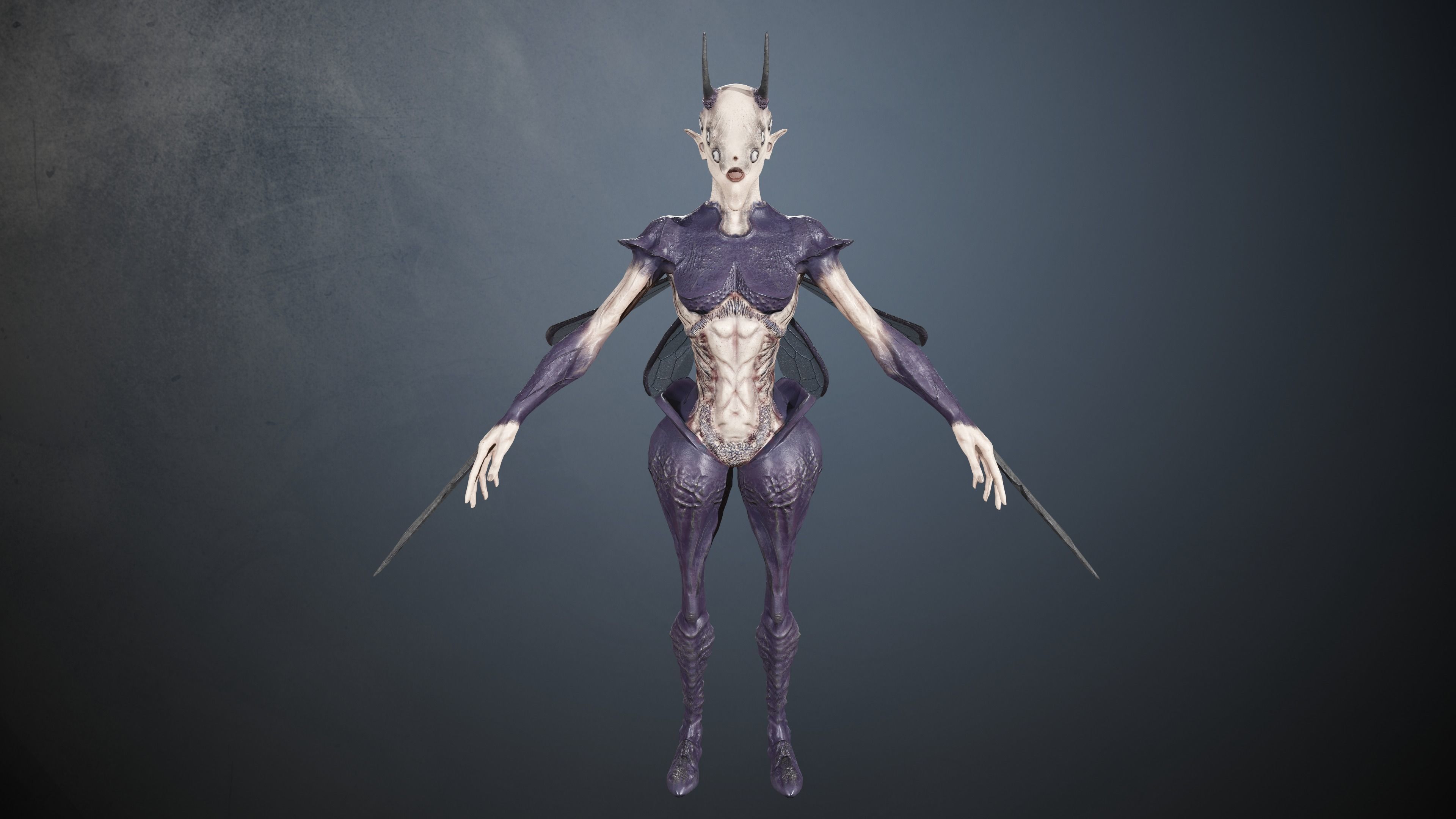 Elliel humanoid creature Low-poly 3D model_1