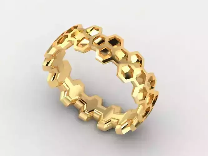 Rings hexagonal gold ring