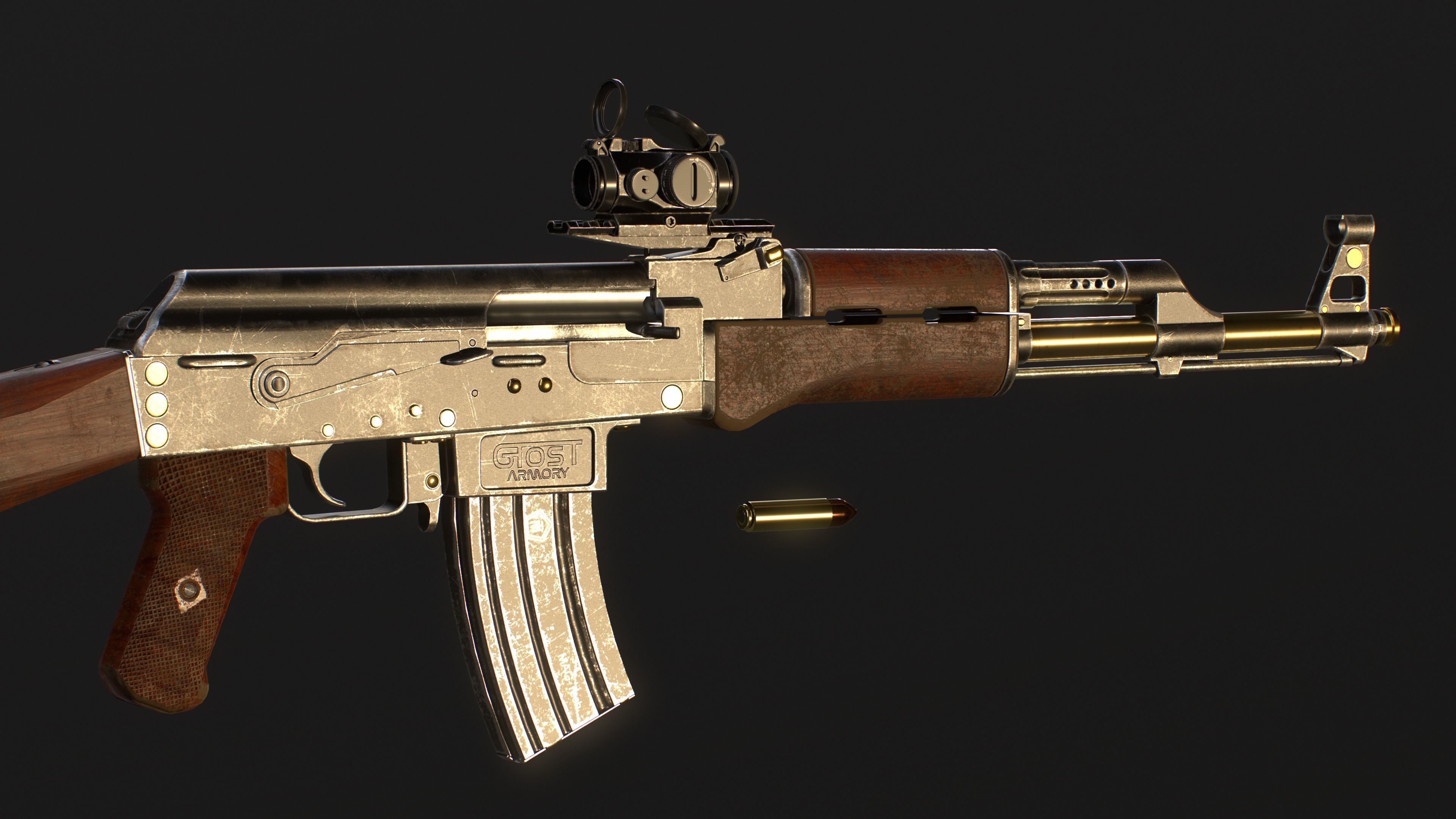 AK-50 ak - rifle Low-poly 3D model_13