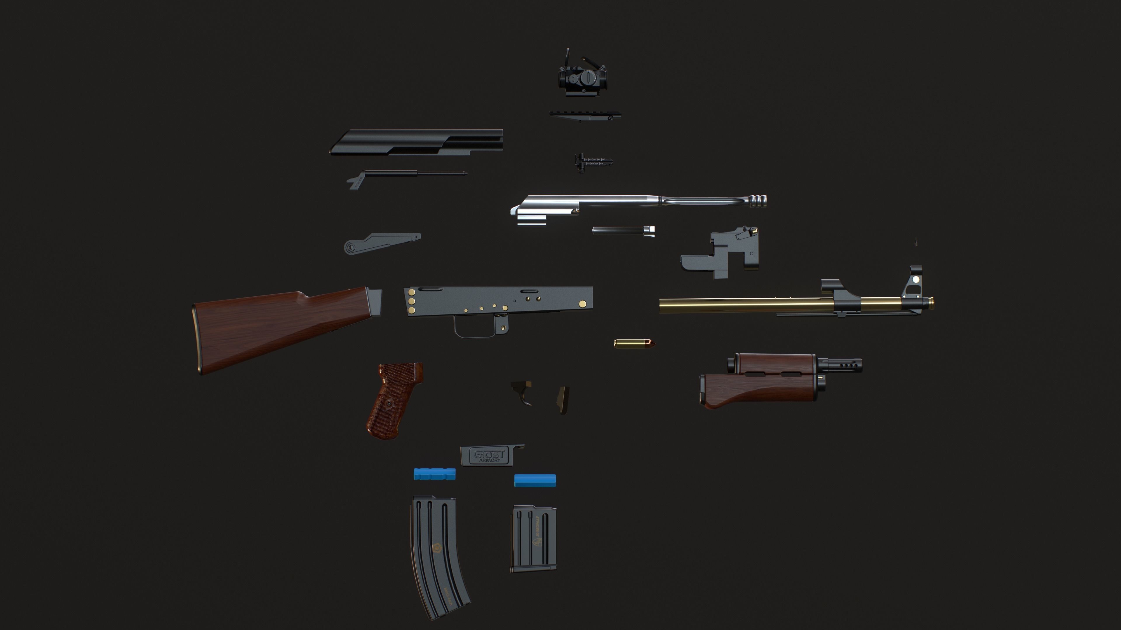 AK-50 ak - rifle Low-poly 3D model_15