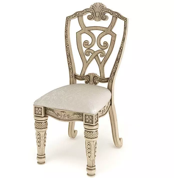 Antique Cushioned Chair 3D model_0