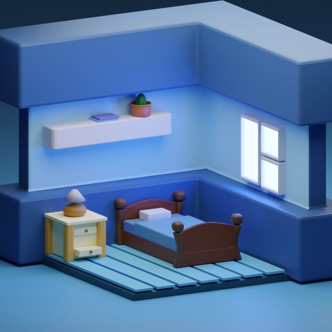 Isometric 3D Room 3D model_1
