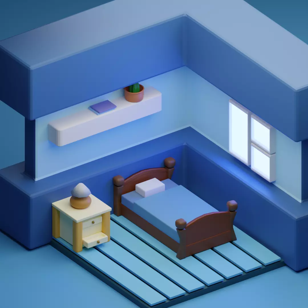 Isometric 3D Room 3D model_0