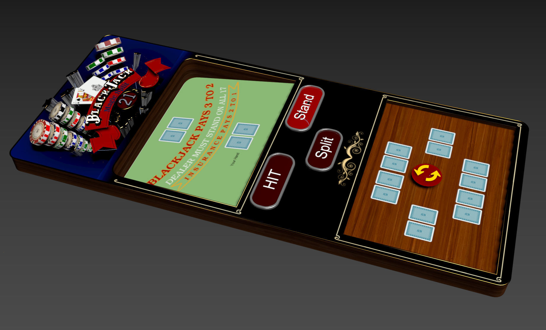 Black jack Low-poly 3D model_5