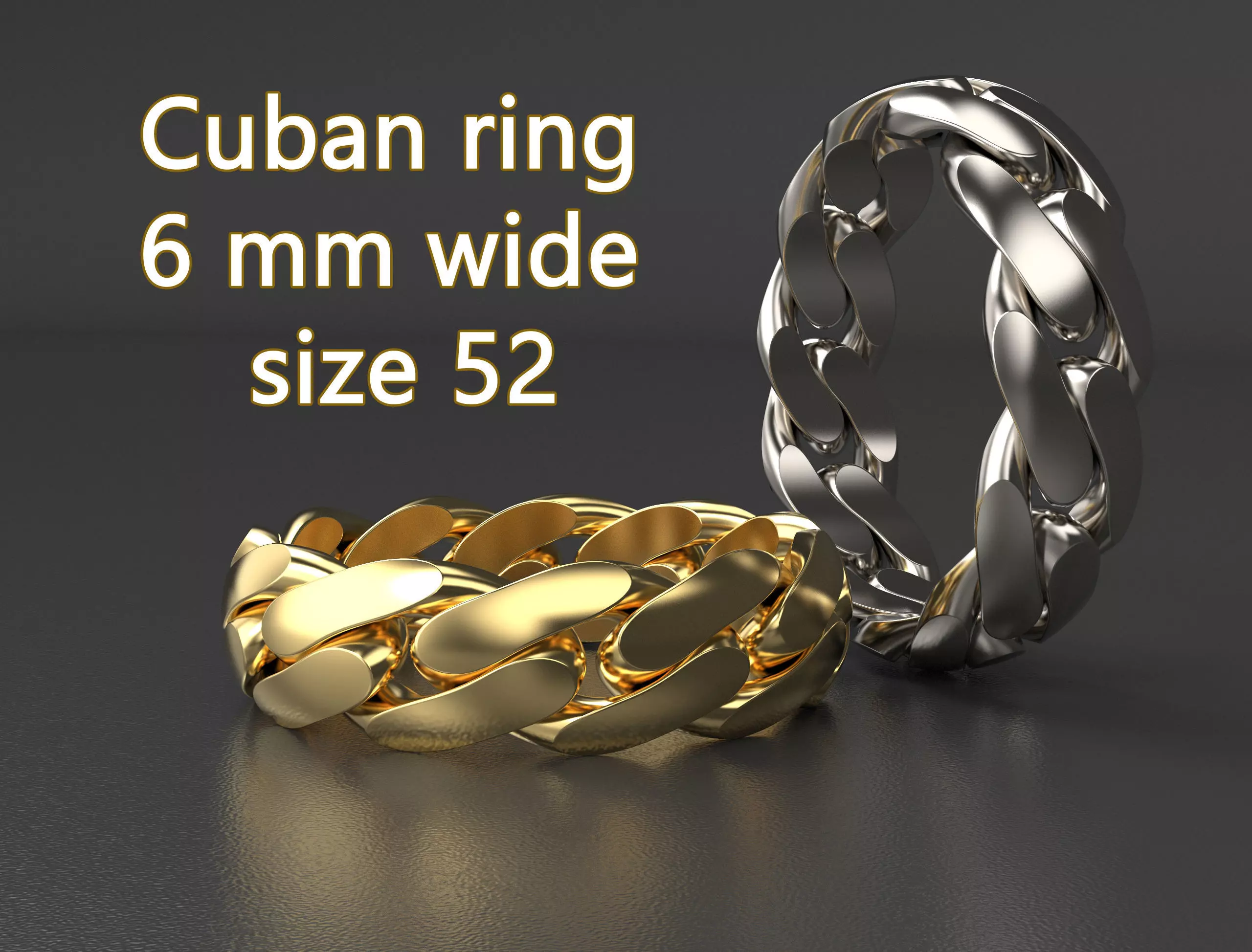  Cuban ring 6 mm wide size 52 3D print model_0