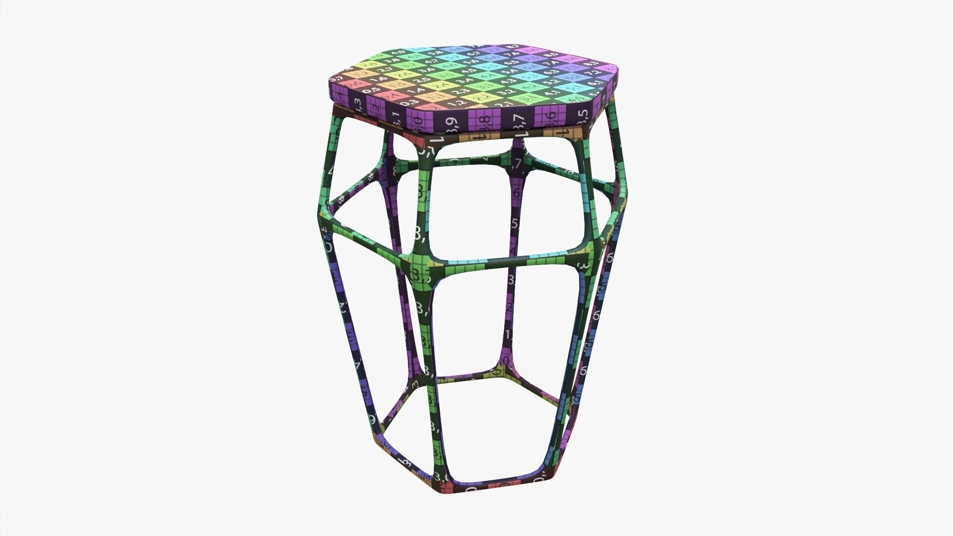 Hexagonal bar chair 02 3D model_10