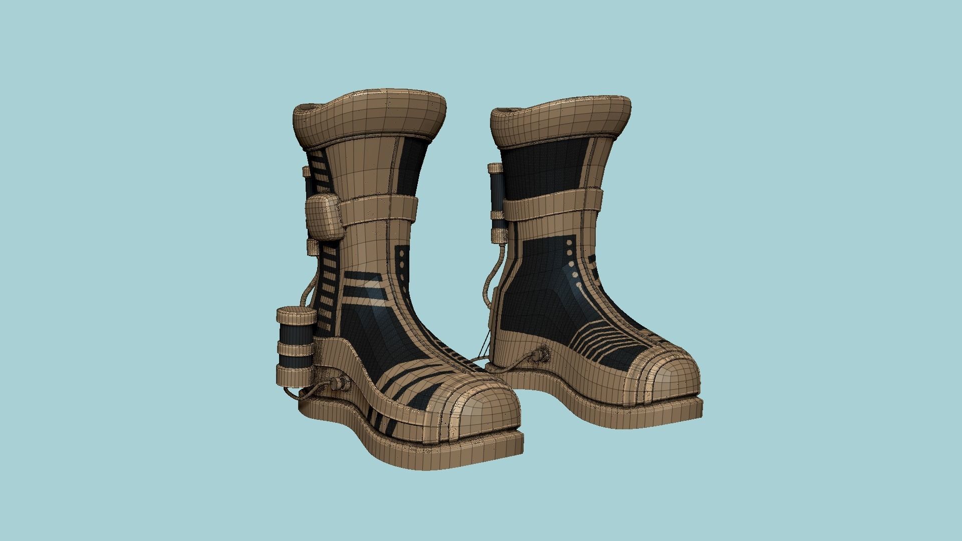 SciFi Boots A06 Bronze - Character Design Fashion Low-poly 3D model_6