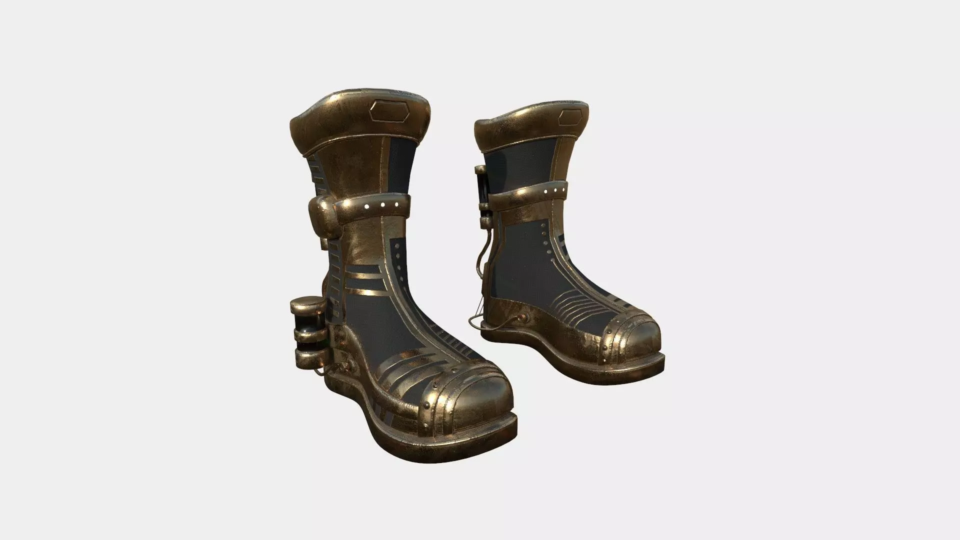 SciFi Boots A06 Bronze - Character Design Fashion Low-poly 3D model_0