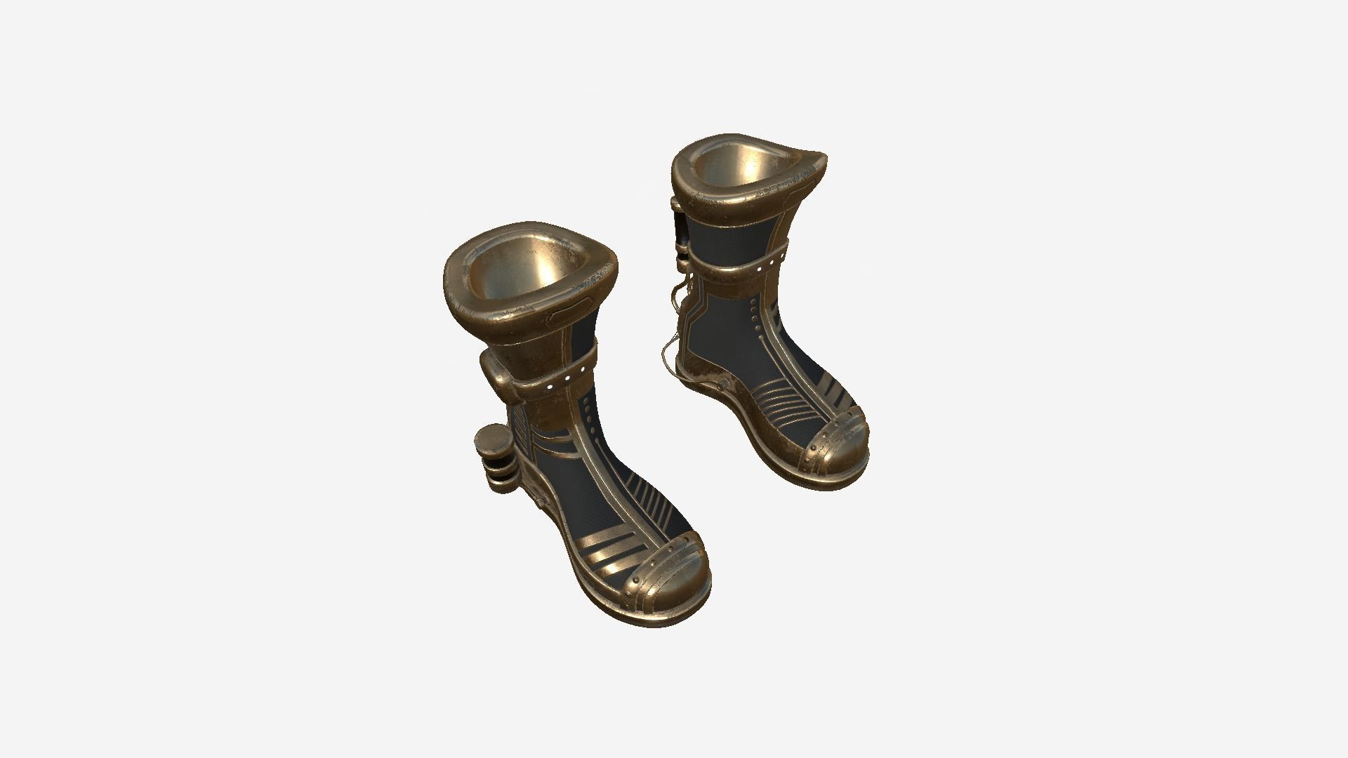 SciFi Boots A06 Bronze - Character Design Fashion Low-poly 3D model_4