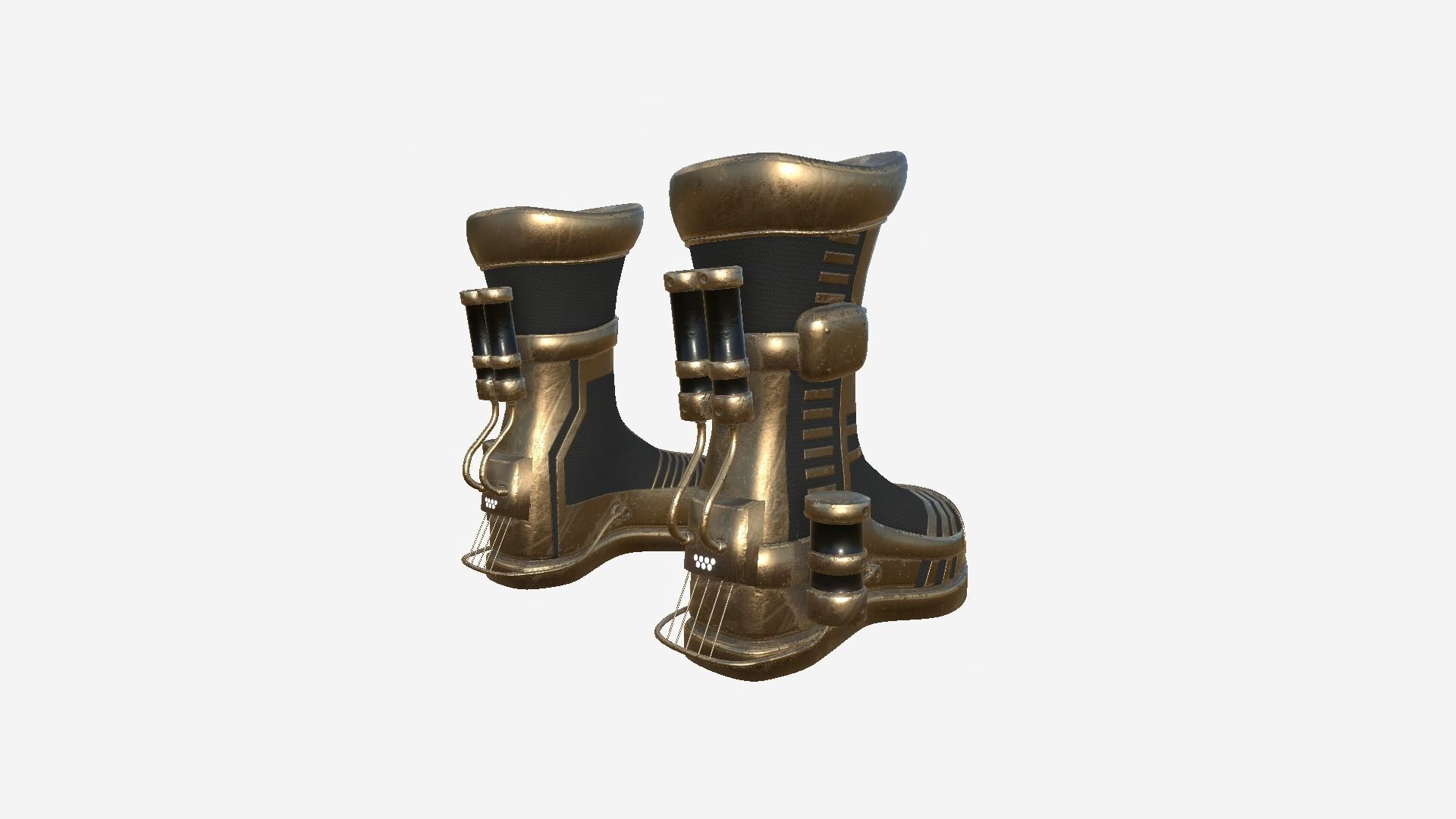 SciFi Boots A06 Bronze - Character Design Fashion Low-poly 3D model_3