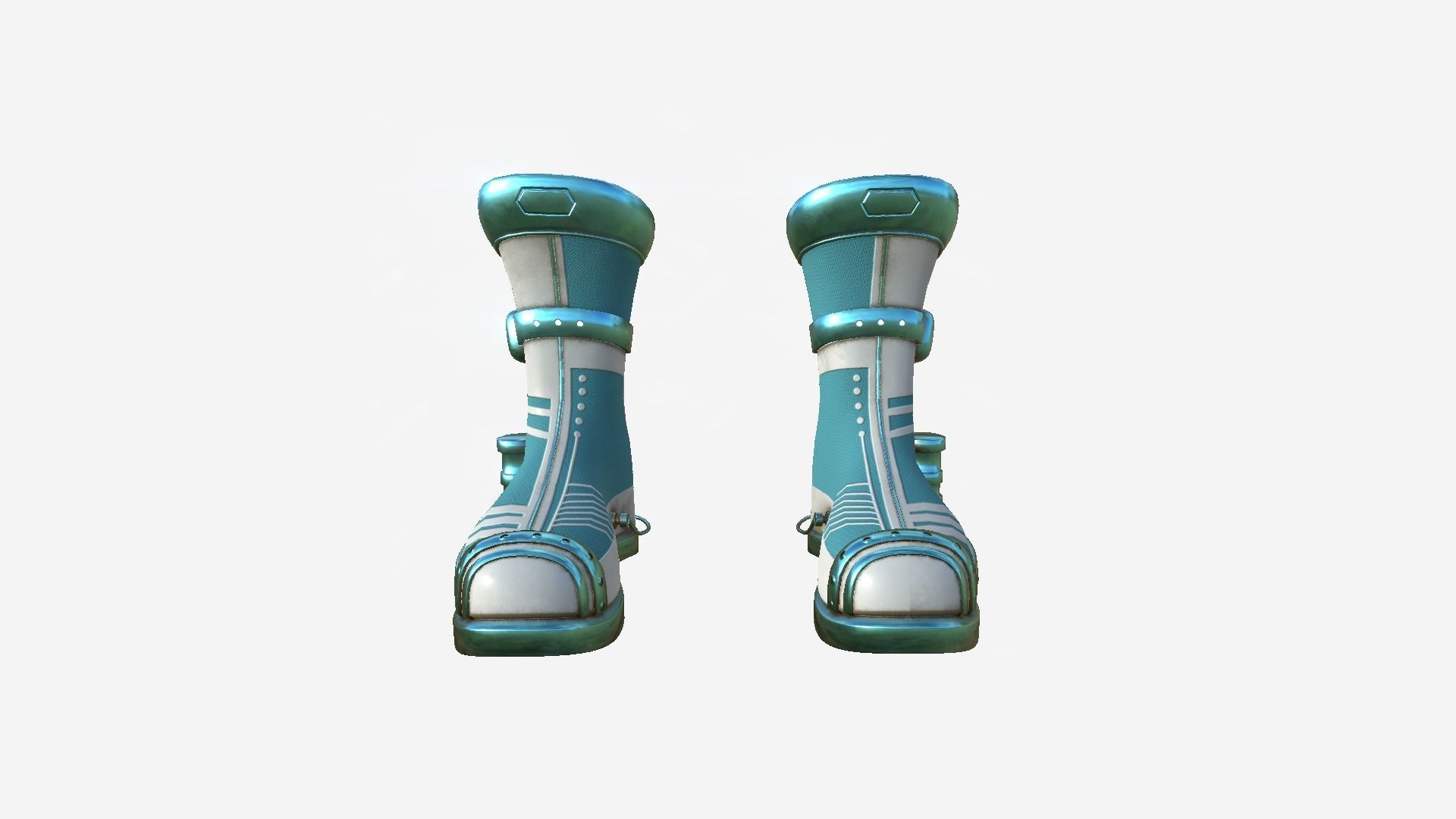 SciFi Boots A07 White Blue - Character Design Fashion Low-poly 3D model_1