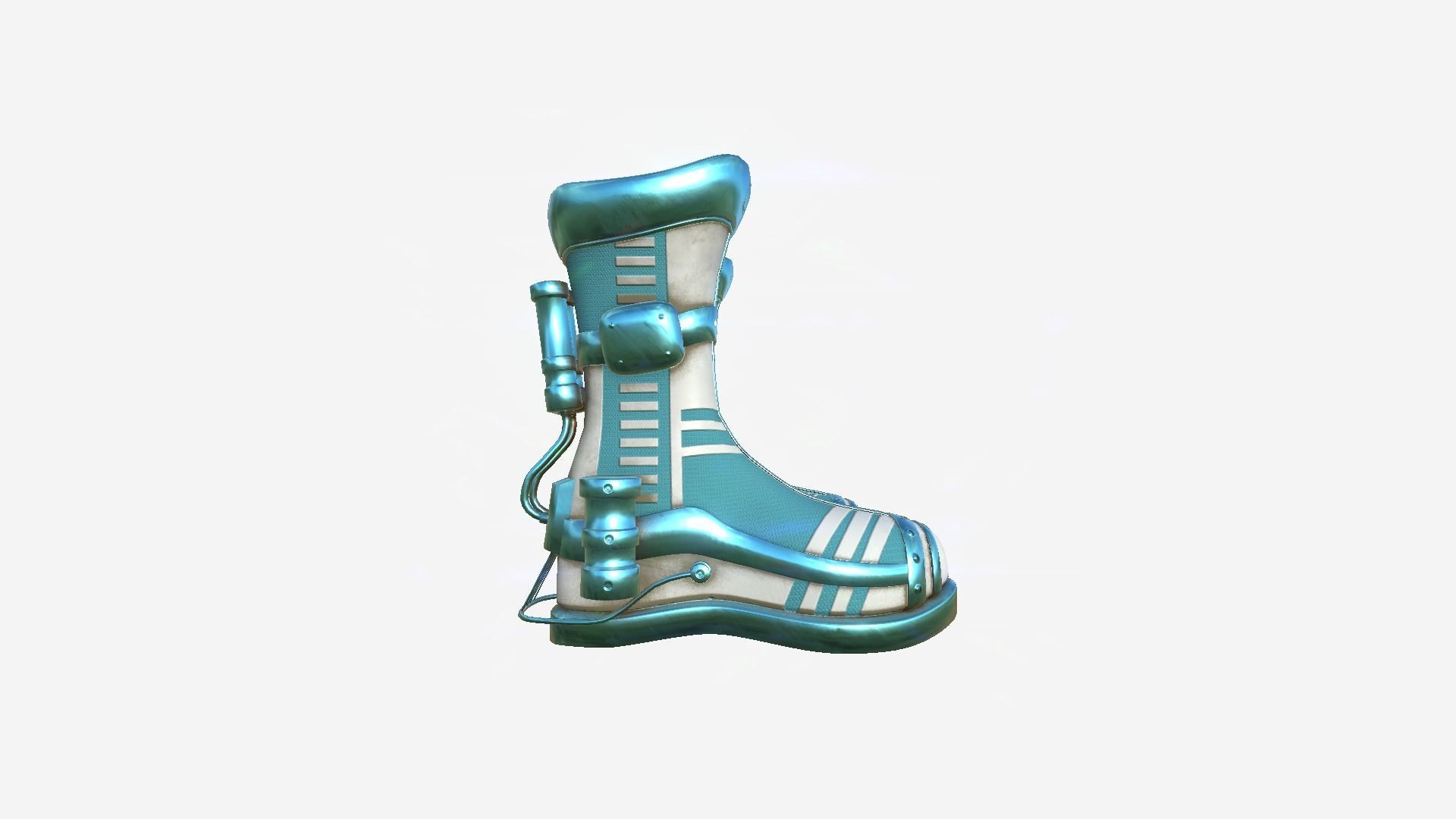SciFi Boots A07 White Blue - Character Design Fashion Low-poly 3D model_2