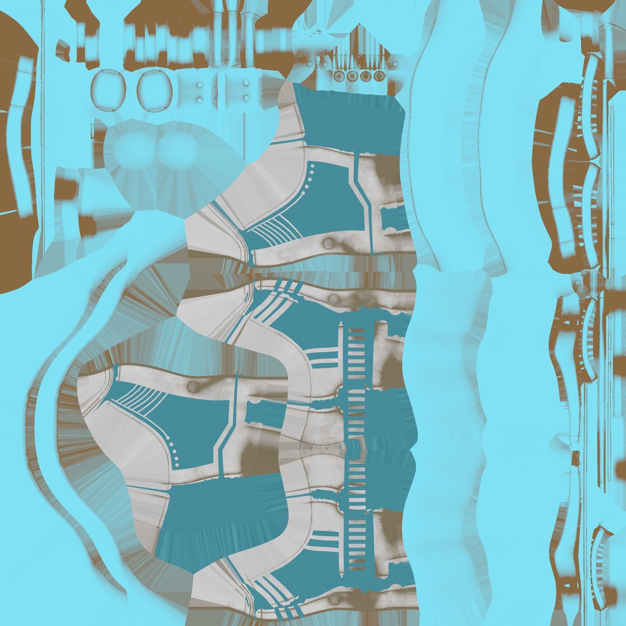 SciFi Boots A07 White Blue - Character Design Fashion Low-poly 3D model_18