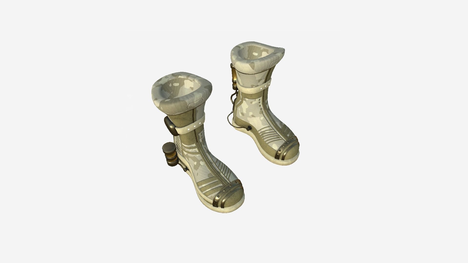 SciFi Boots A08 Desert Camouflage - Character Design Fashion Low-poly 3D model_4