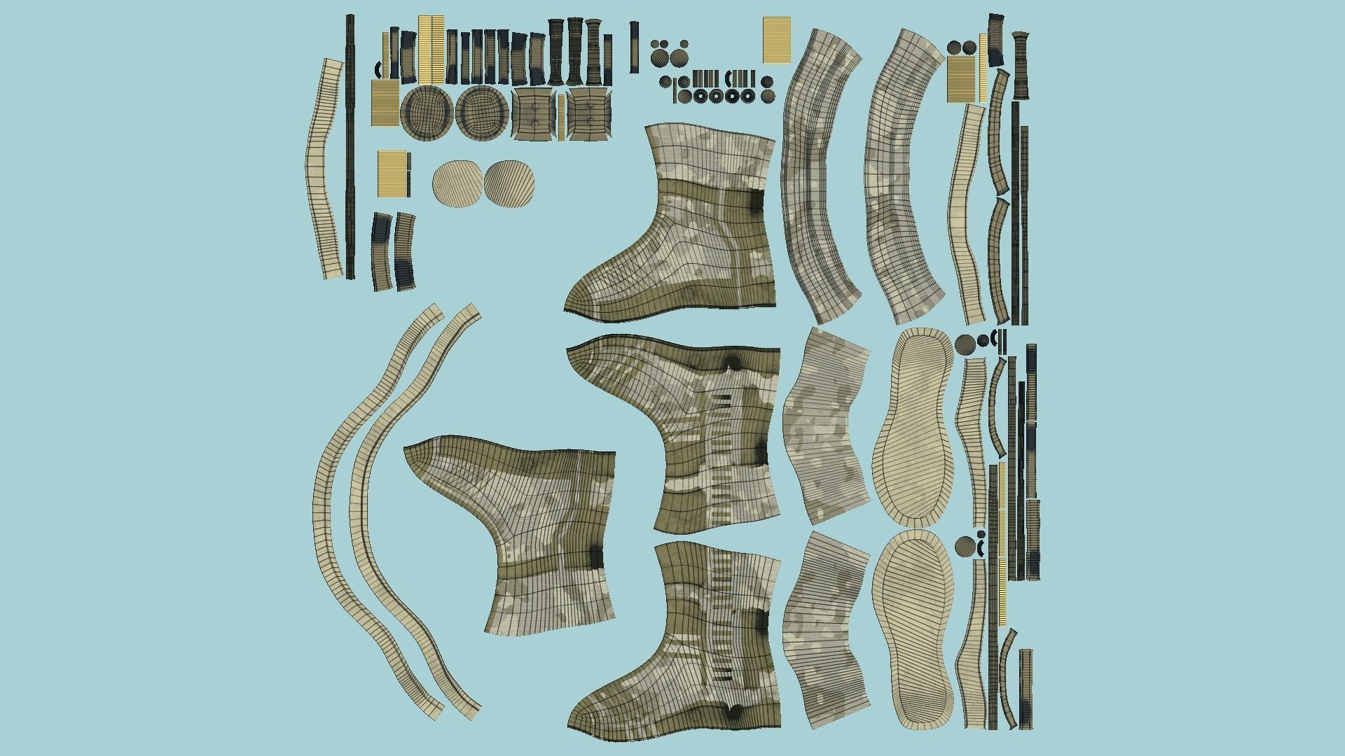 SciFi Boots A08 Desert Camouflage - Character Design Fashion Low-poly 3D model_5