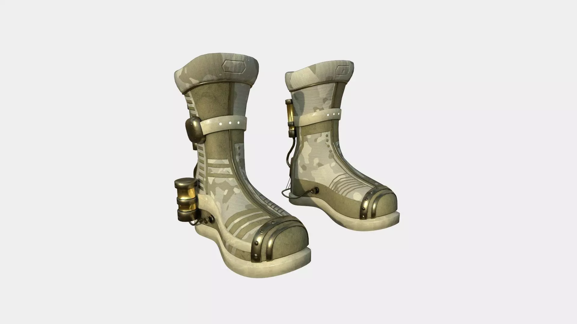 SciFi Boots A08 Desert Camouflage - Character Design Fashion Low-poly 3D model_0