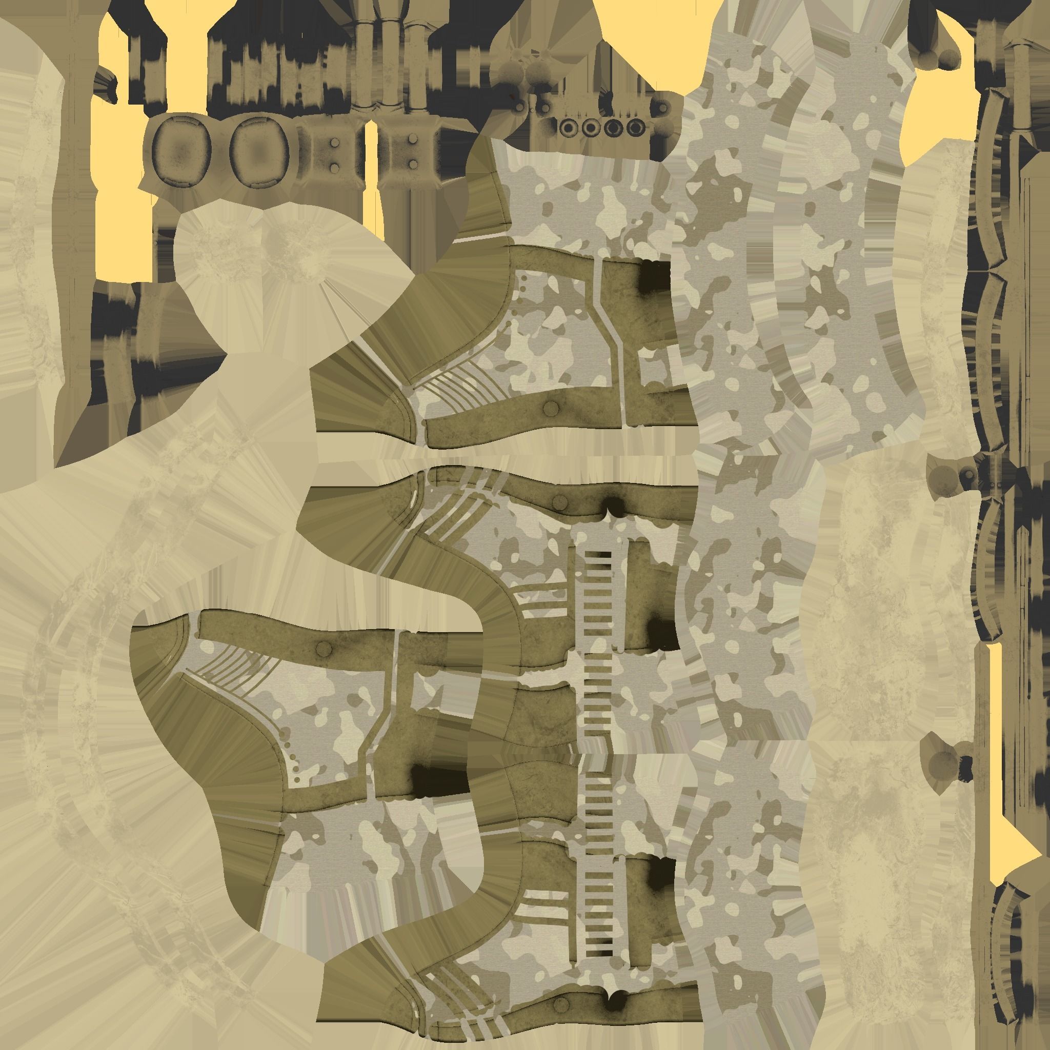 SciFi Boots A08 Desert Camouflage - Character Design Fashion Low-poly 3D model_18