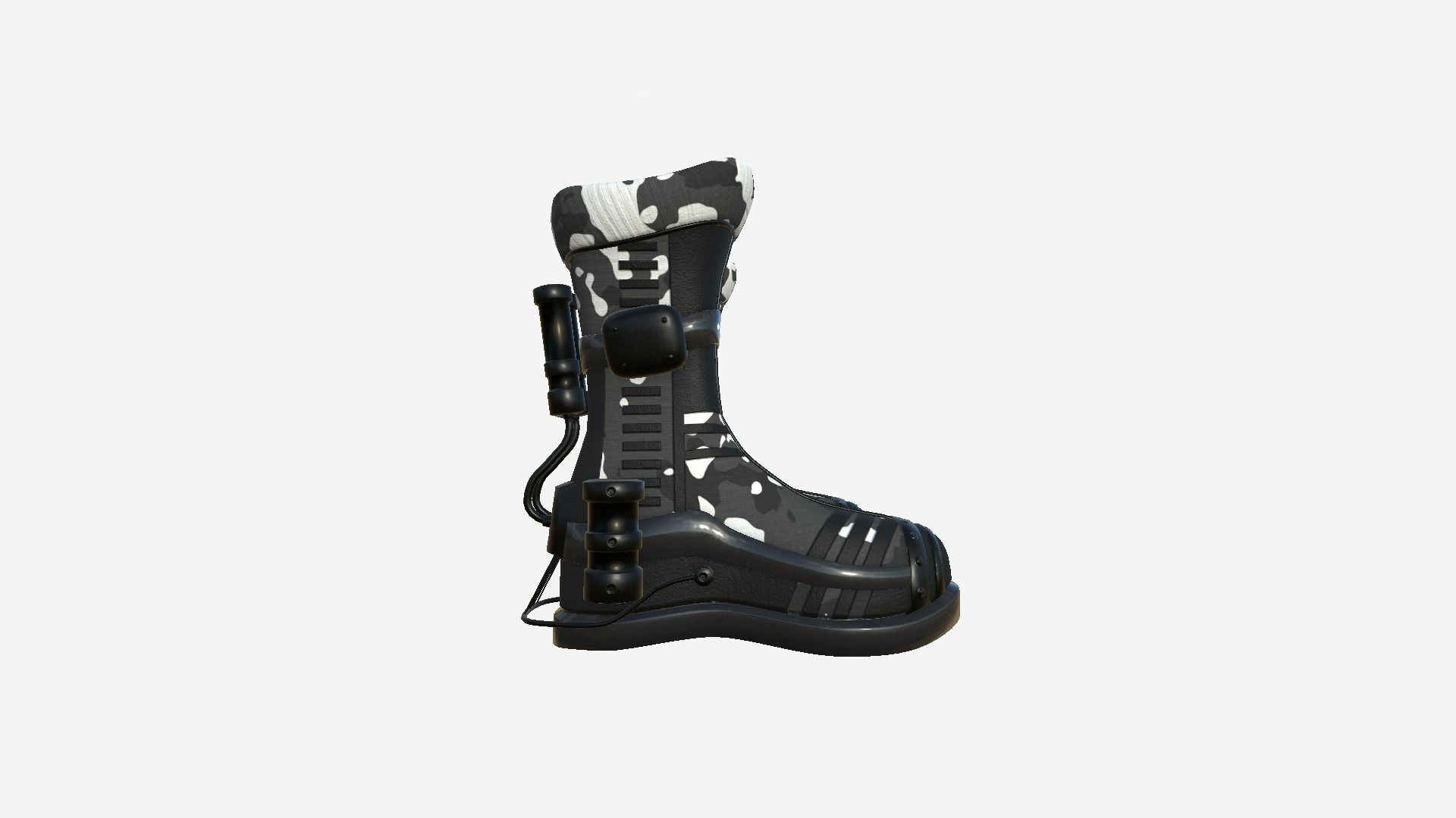 SciFi Boots A09 Black Camouflage - Character Design Fashion Low-poly 3D model_2