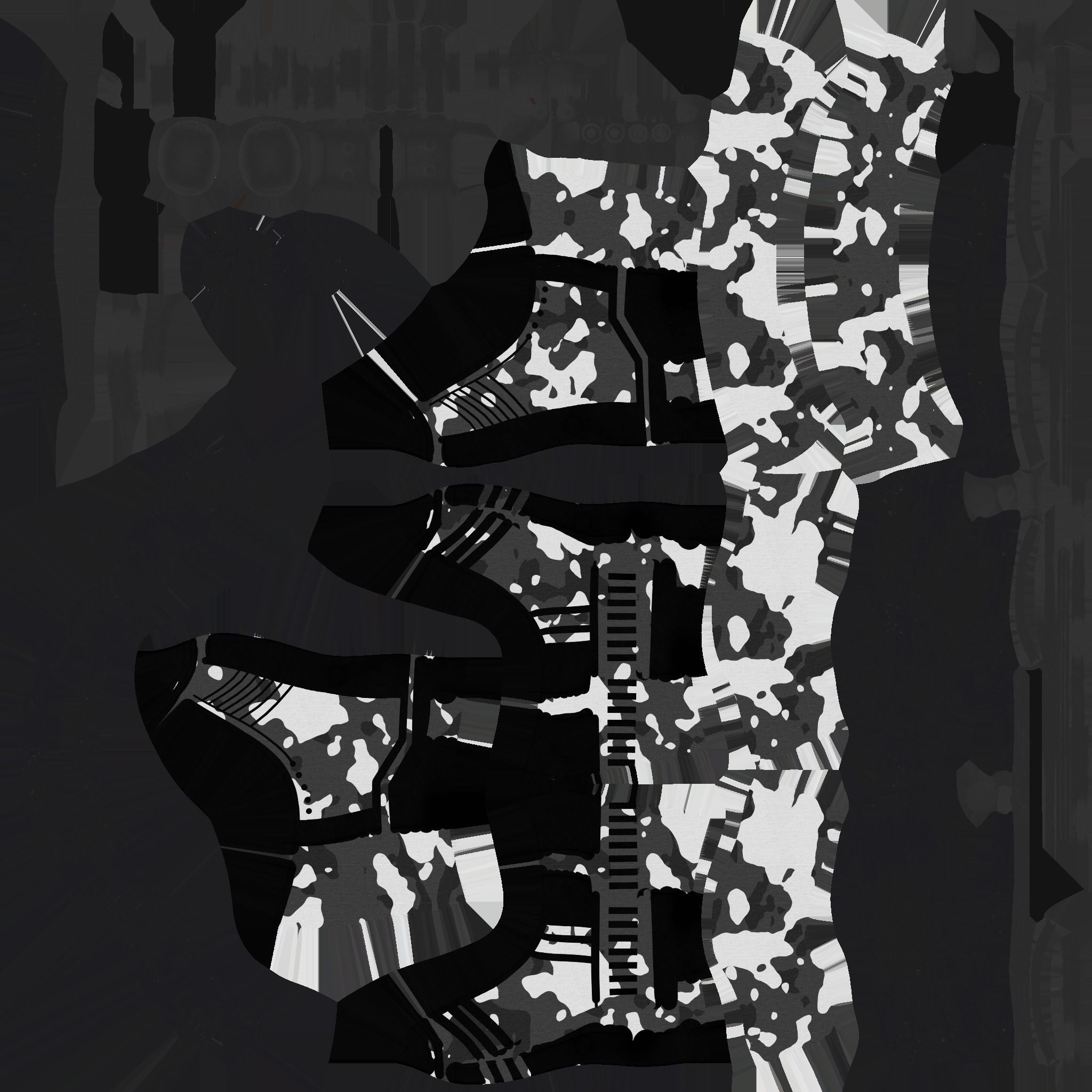 SciFi Boots A09 Black Camouflage - Character Design Fashion Low-poly 3D model_18