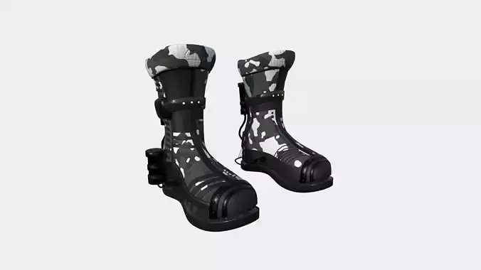 SciFi Boots A09 Black Camouflage - Character Design Fashion Low-poly 3D model
