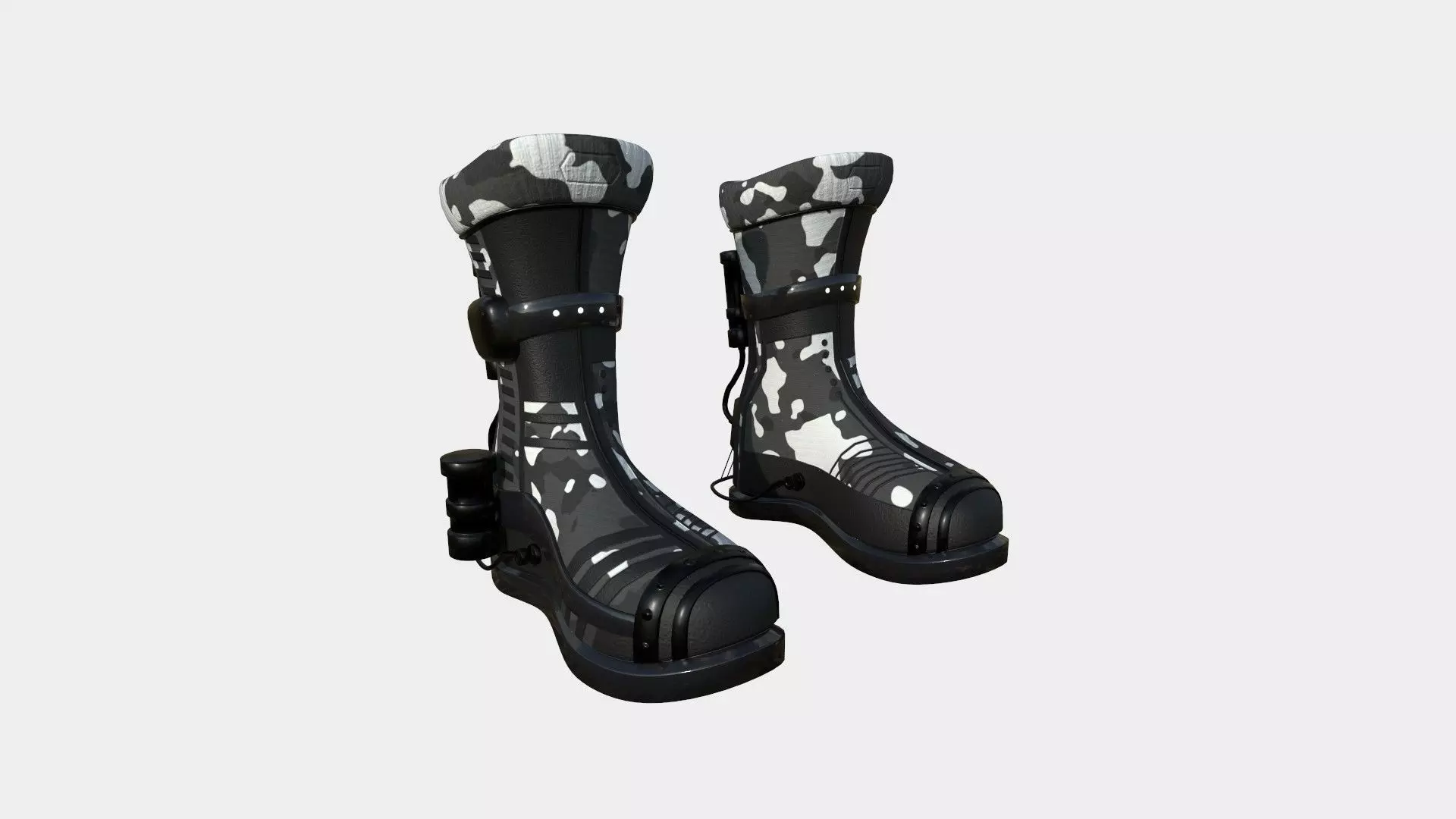 SciFi Boots A09 Black Camouflage - Character Design Fashion Low-poly 3D model_0