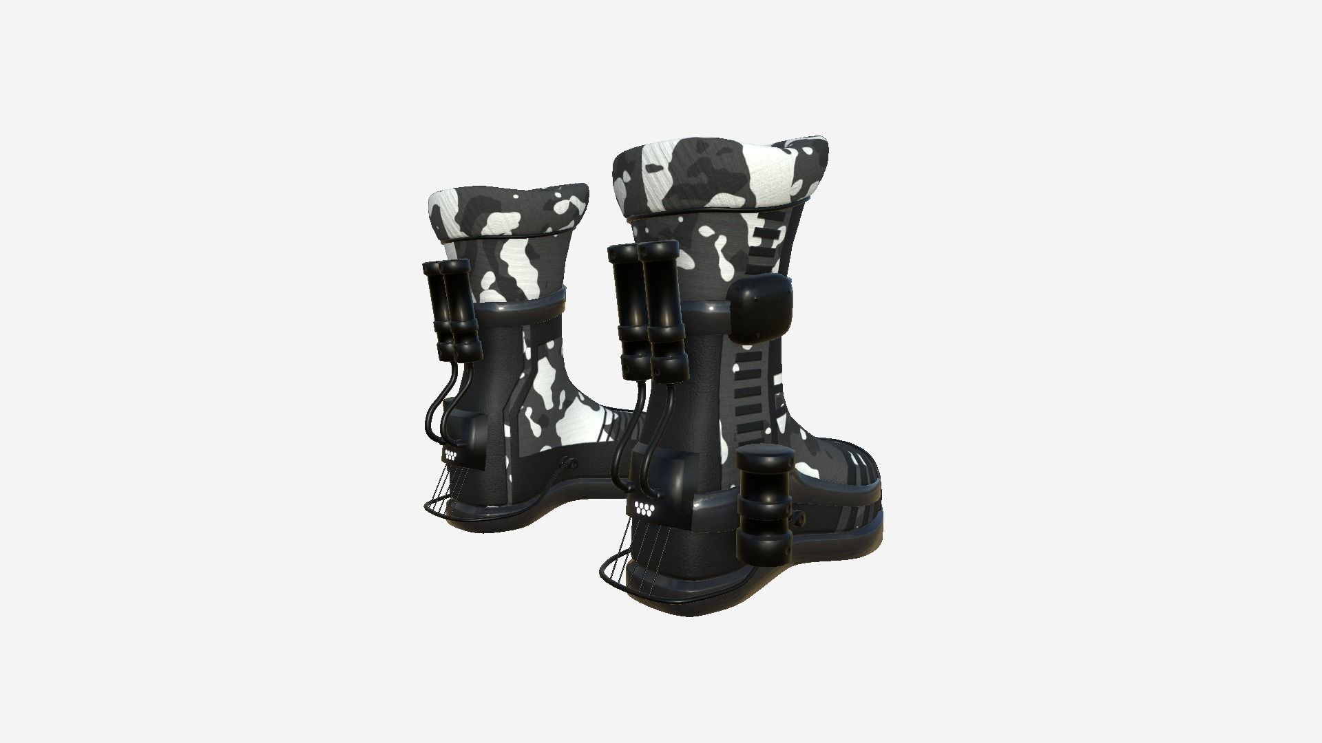 SciFi Boots A09 Black Camouflage - Character Design Fashion Low-poly 3D model_3