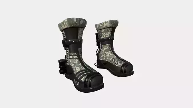 SciFi Boots A10 Digital Camouflage - Character Design Fashion Low-poly 3D model
