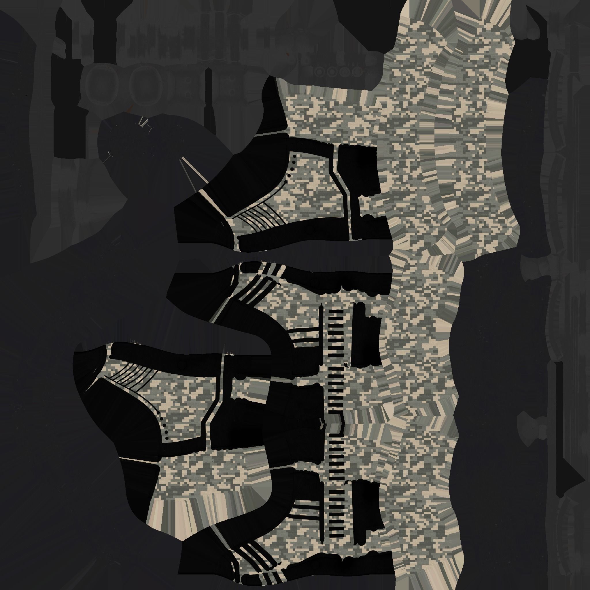 SciFi Boots A10 Digital Camouflage - Character Design Fashion Low-poly 3D model_18