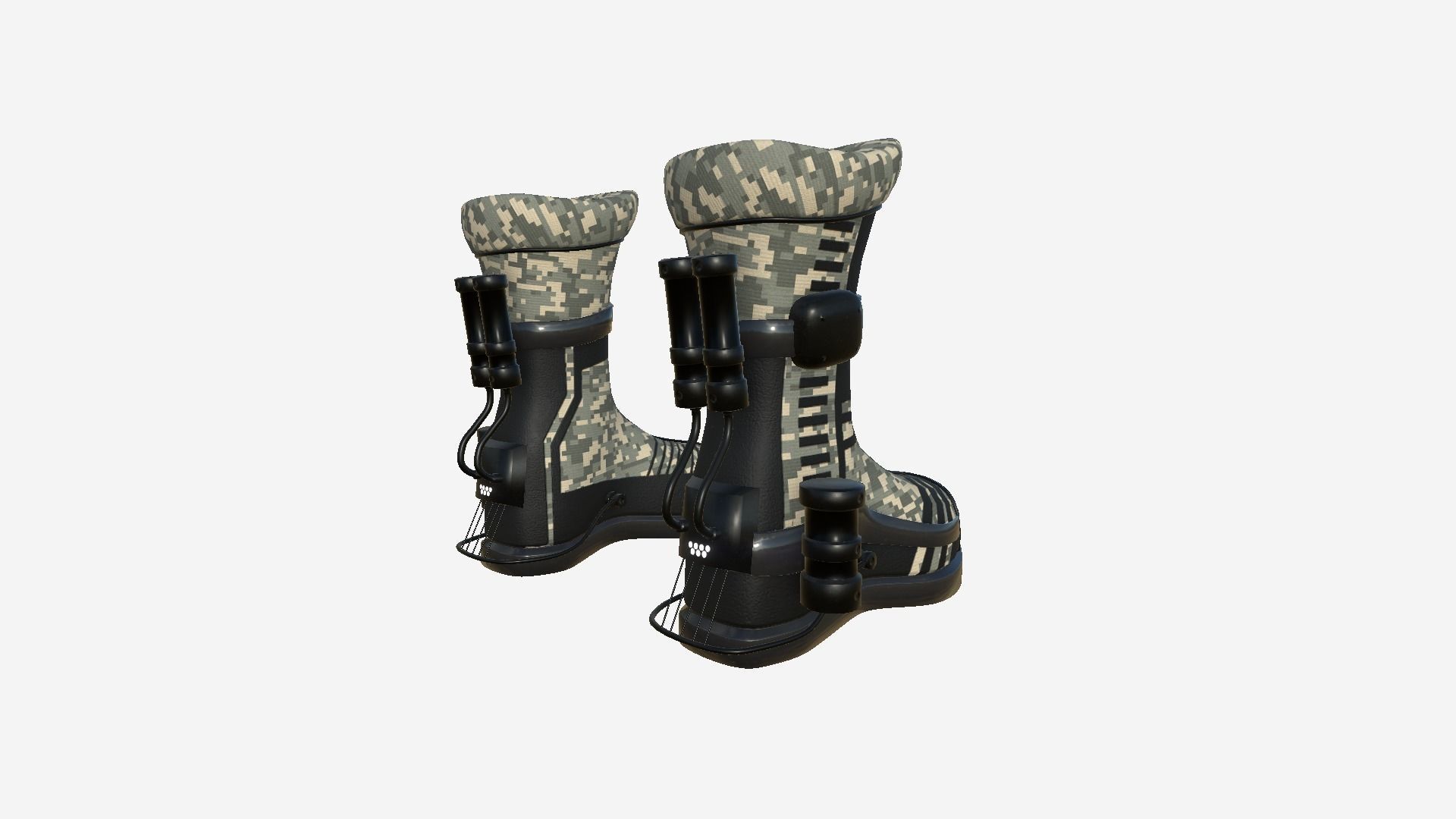 SciFi Boots A10 Digital Camouflage - Character Design Fashion Low-poly 3D model_3