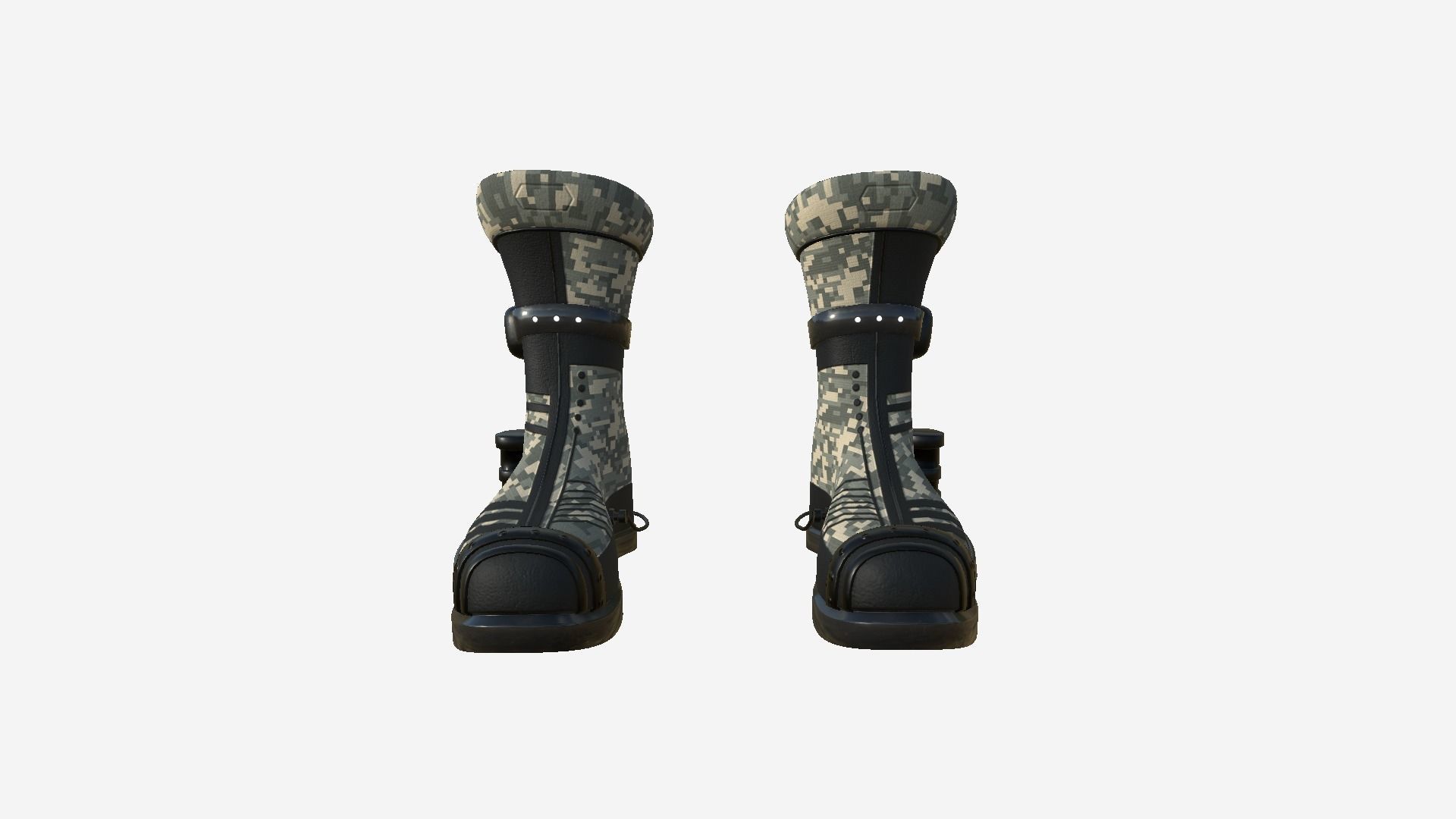 SciFi Boots A10 Digital Camouflage - Character Design Fashion Low-poly 3D model_1