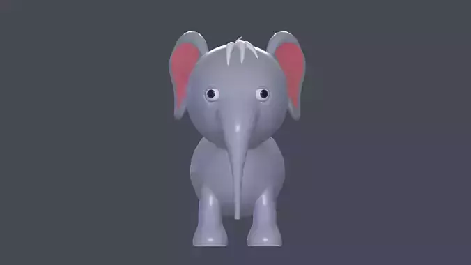 Elephant cartoon Rigged model Low-poly 3D model