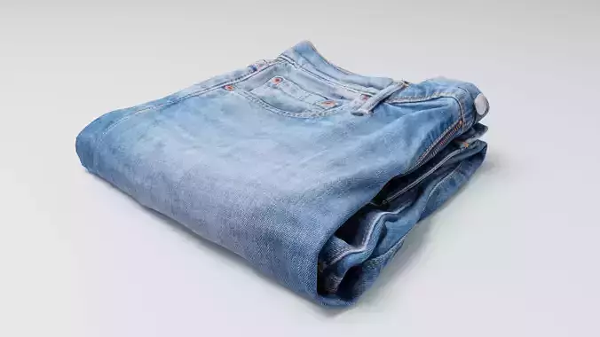pair of folded blue jeans for wardrobe 