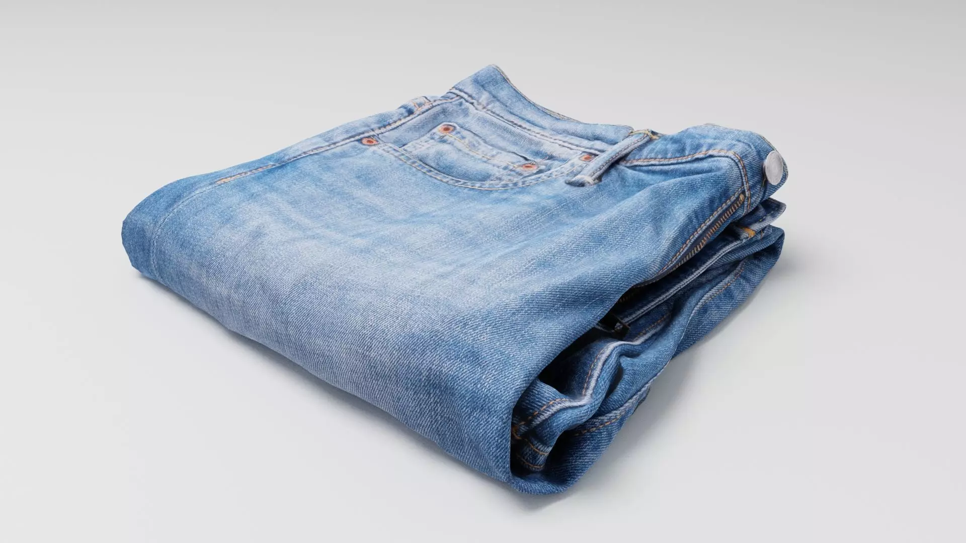 pair of folded blue jeans for wardrobe 3D model_0