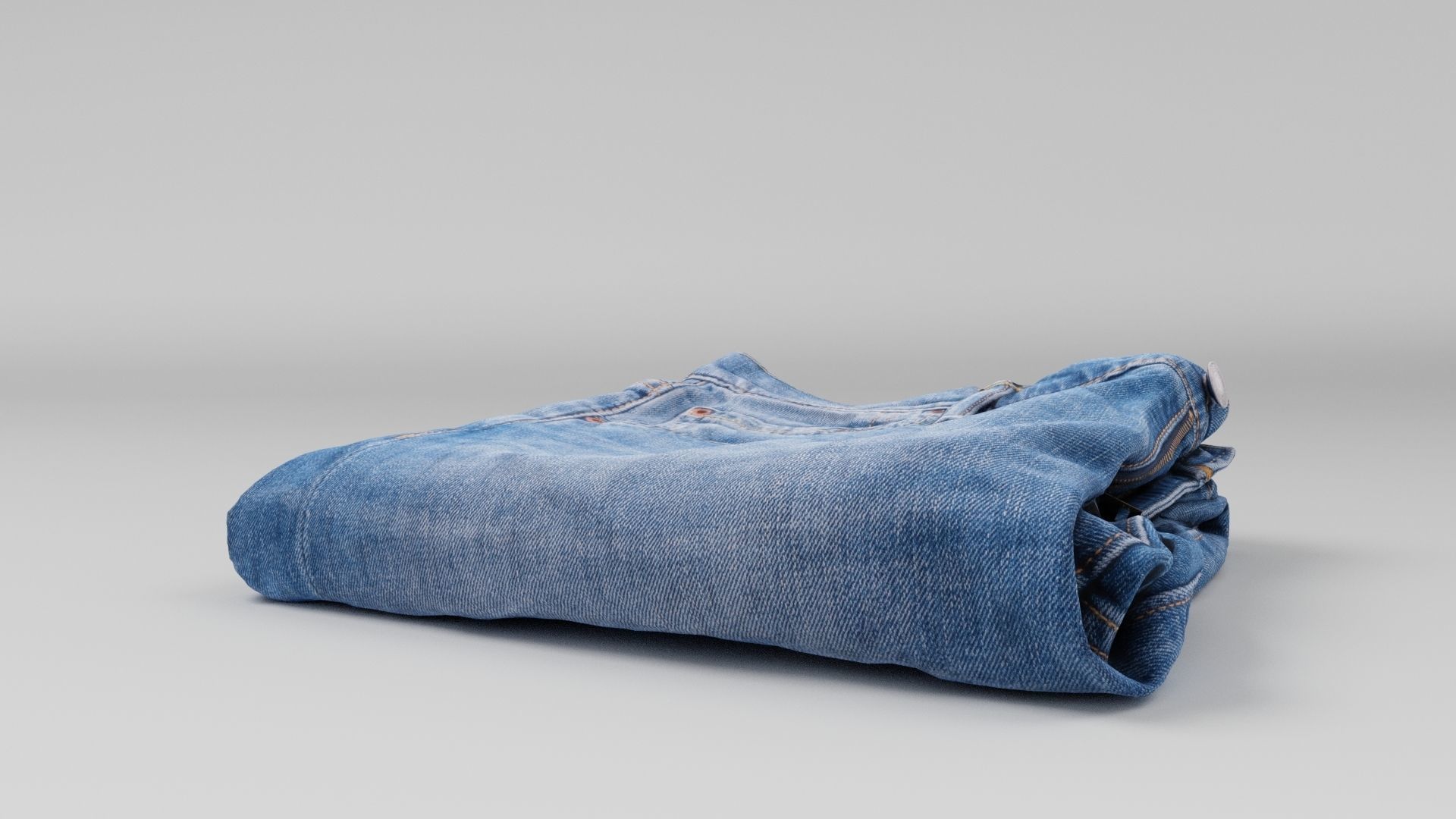 pair of folded blue jeans for wardrobe 3D model_4