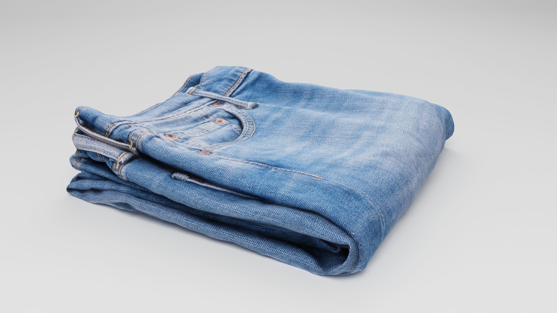 pair of folded blue jeans for wardrobe 3D model_3
