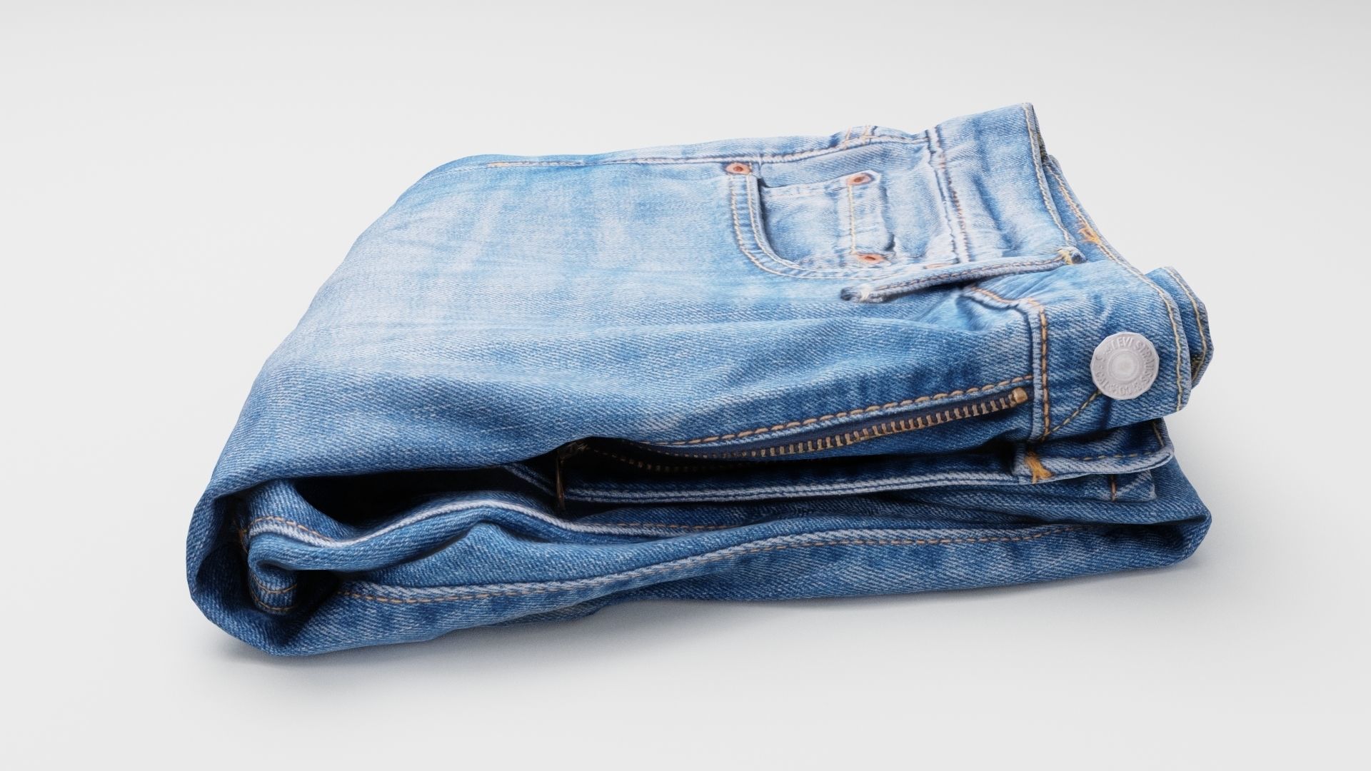 pair of folded blue jeans for wardrobe 3D model_1