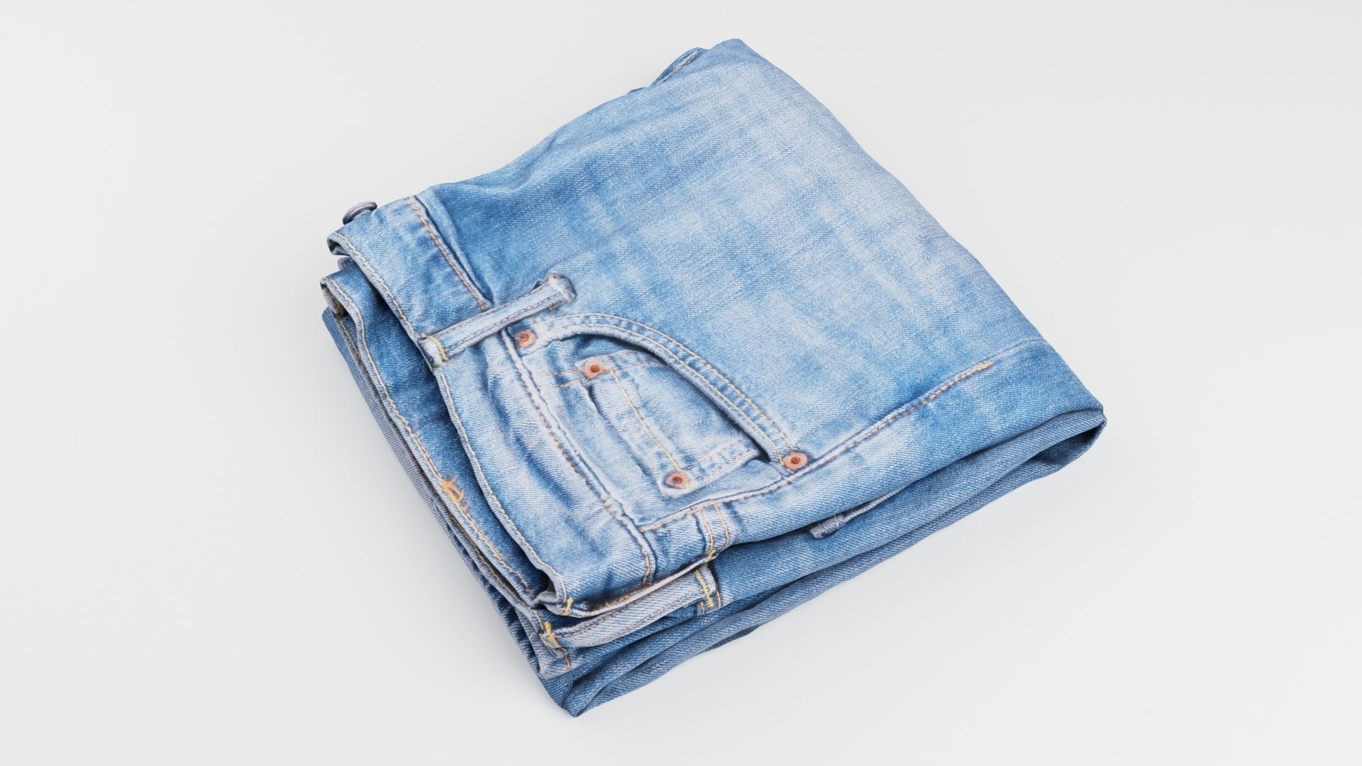 pair of folded blue jeans for wardrobe 3D model_2