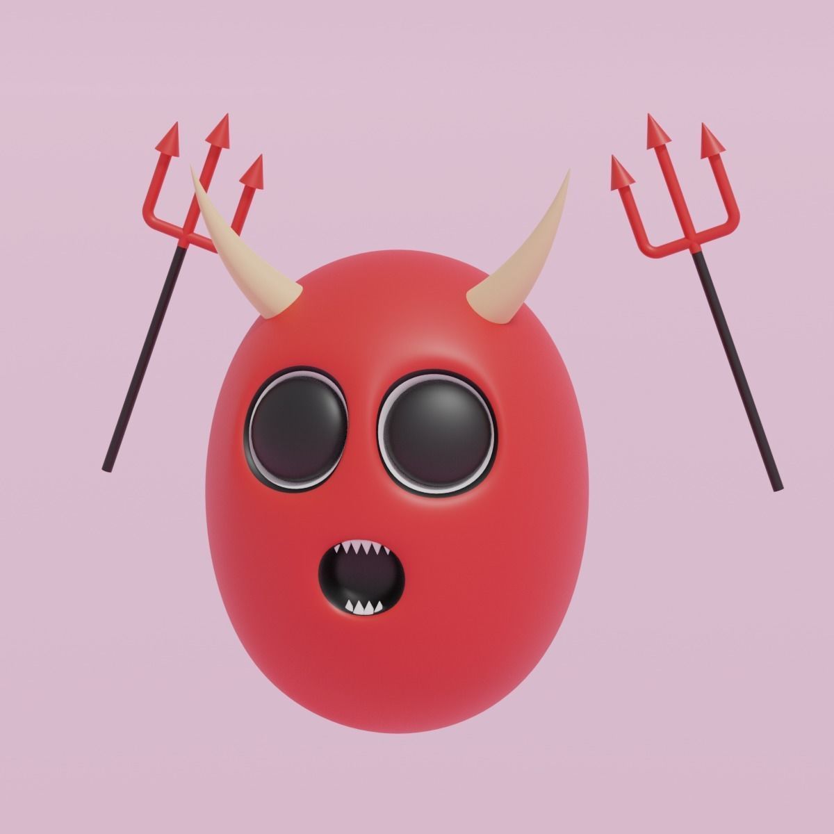 Cartoon Cute Devil and Devil Trident 3D model_9