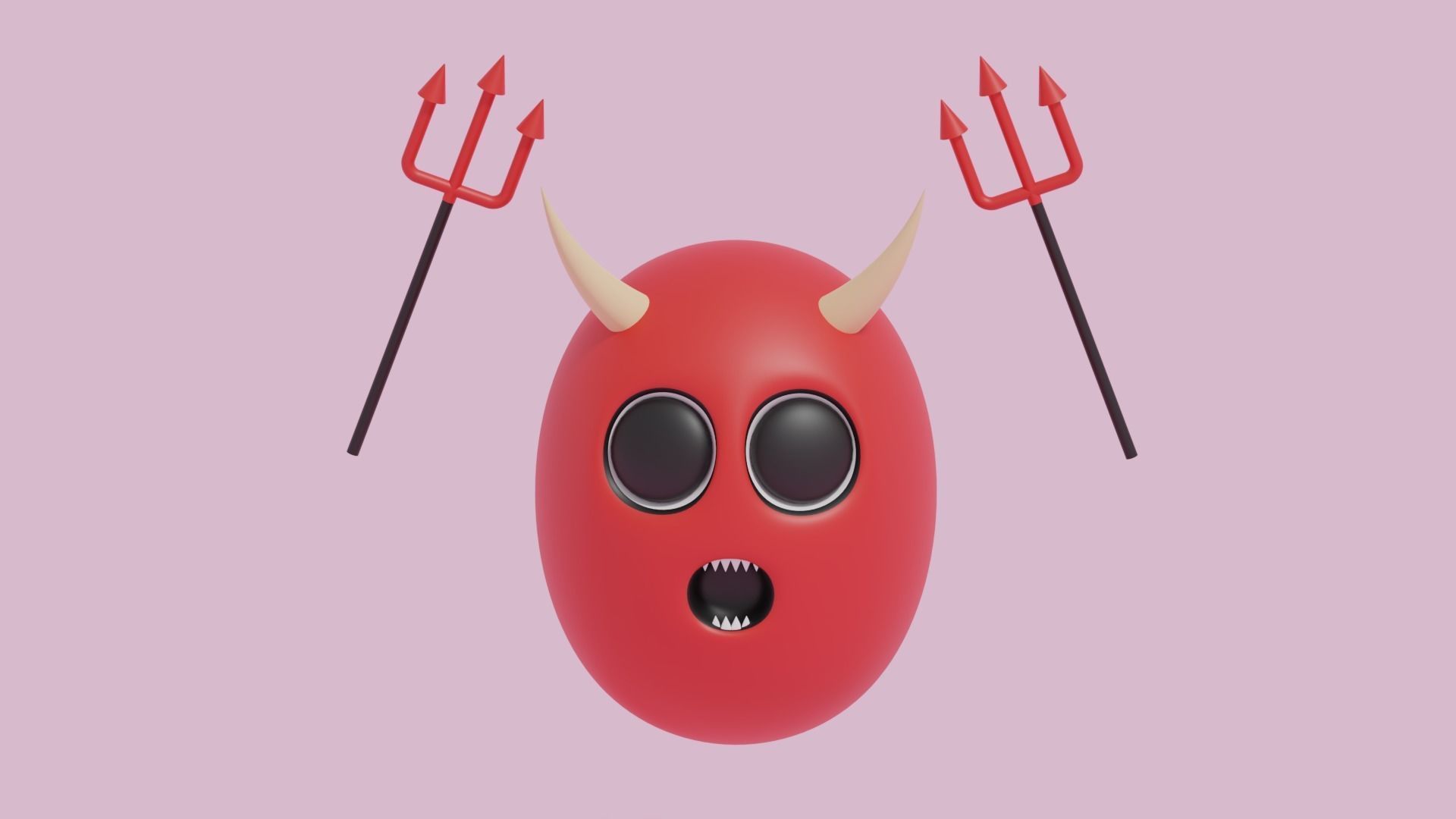 Cartoon Cute Devil and Devil Trident 3D model_1
