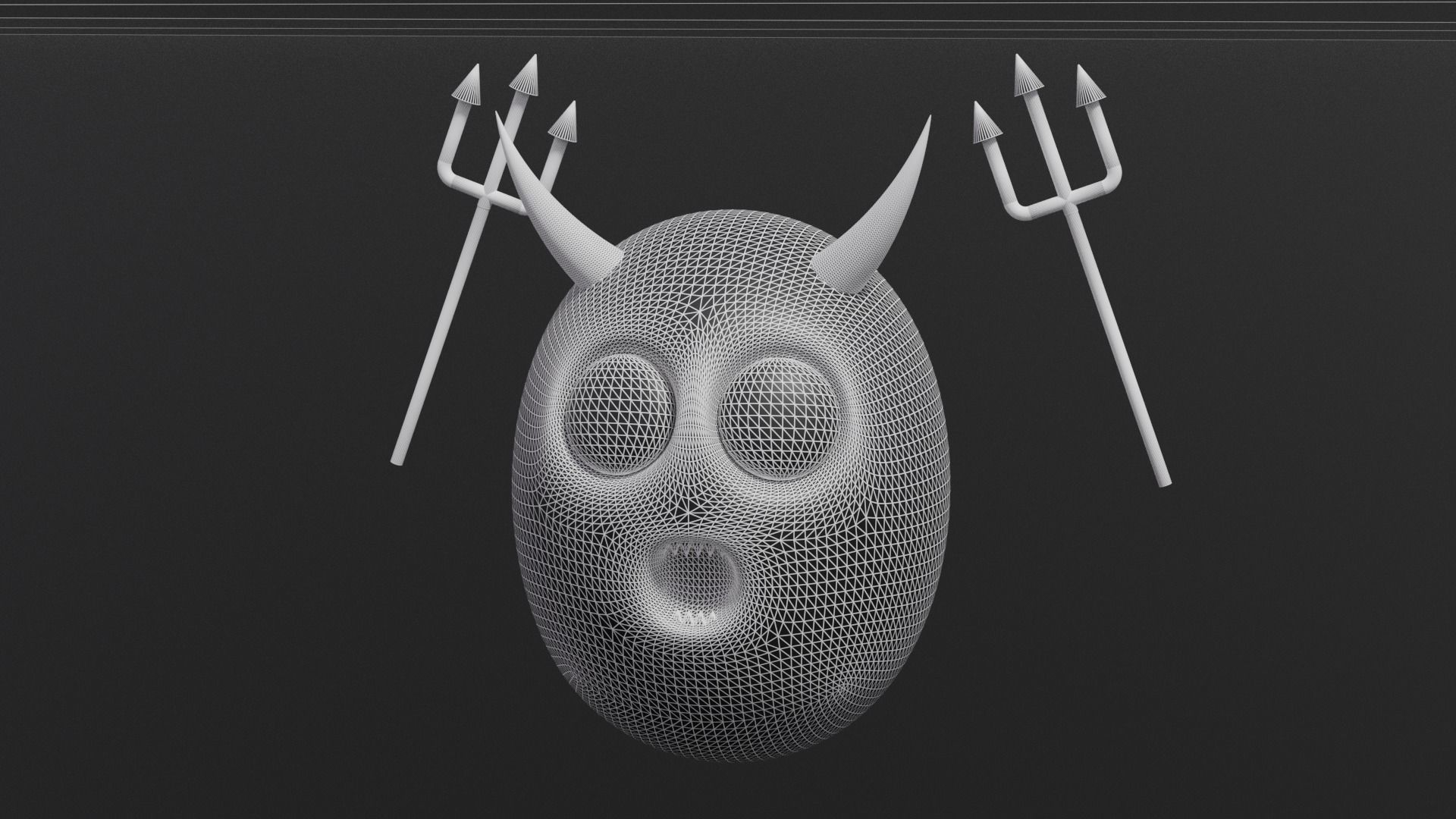 Cartoon Cute Devil and Devil Trident 3D model_8