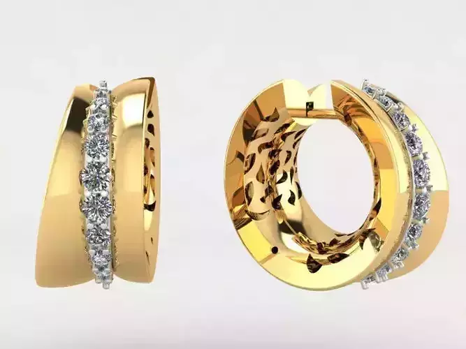 Earring two silver hoop earrings with diamonds