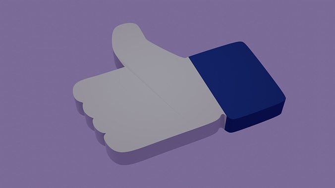 blue like thumbs up button 3D model