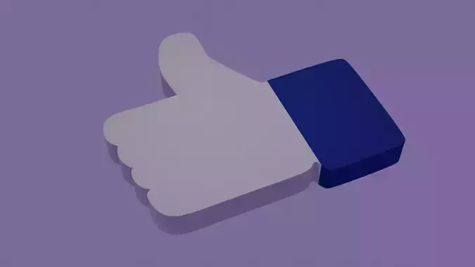 blue like thumbs up button 3D model