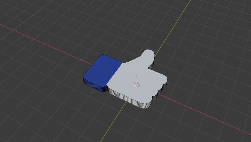 blue like thumbs up button 3D model_2