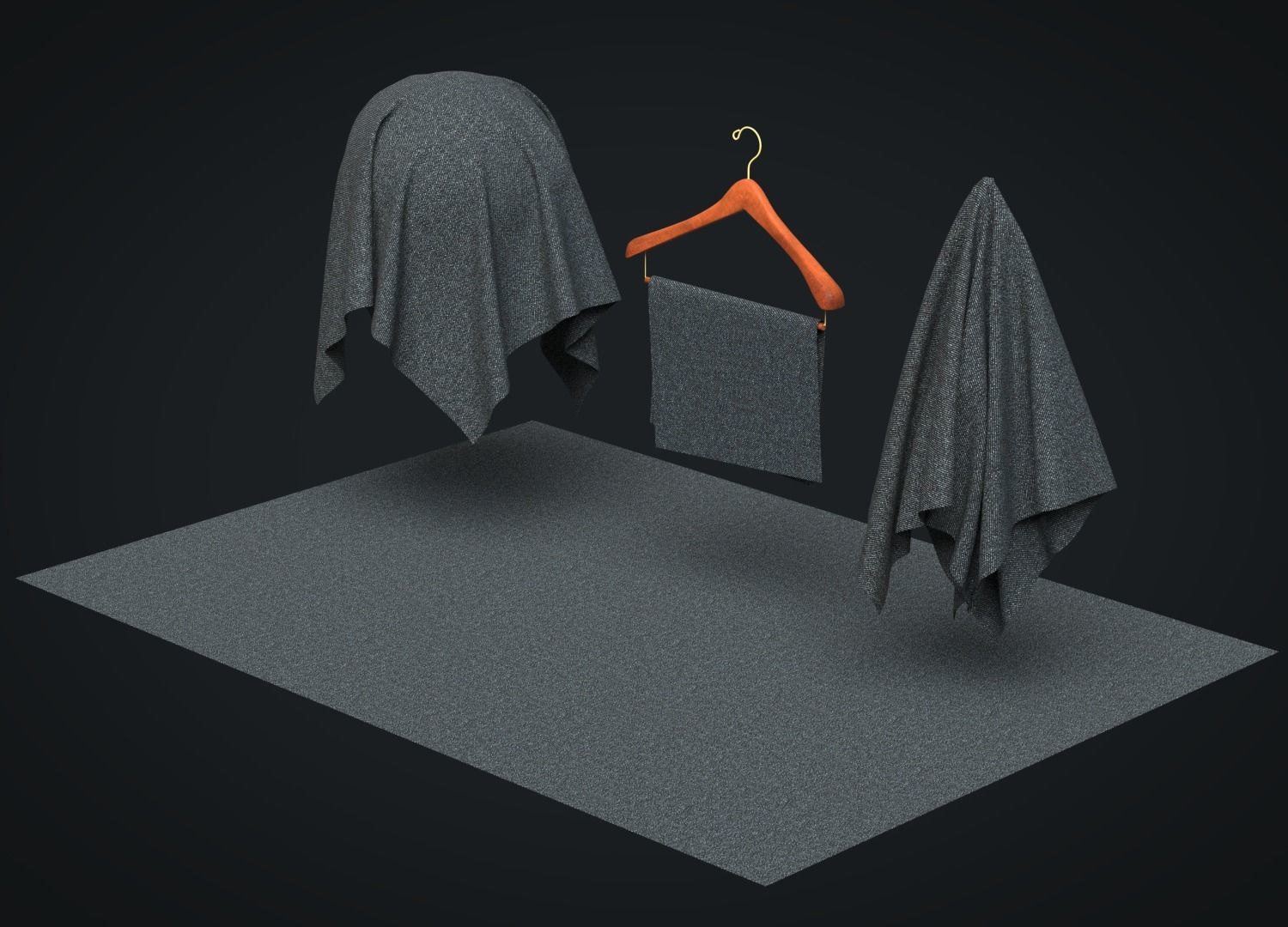 Denim Raw Fabric 3D model_5