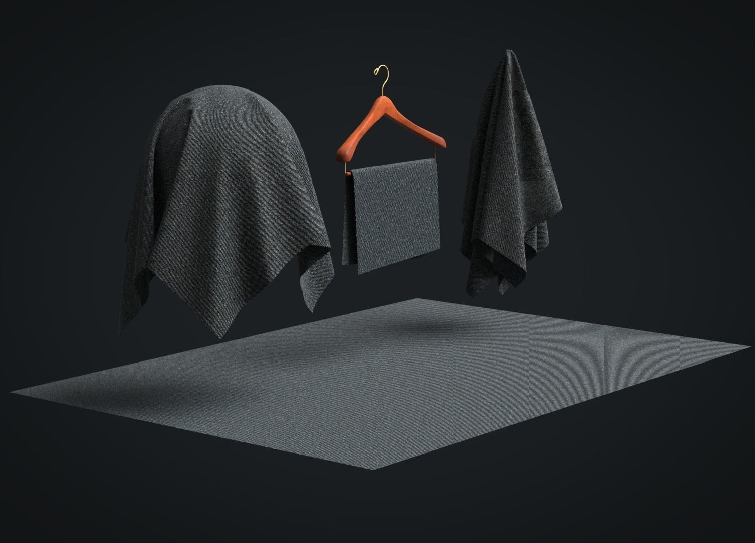 Denim Raw Fabric 3D model_6