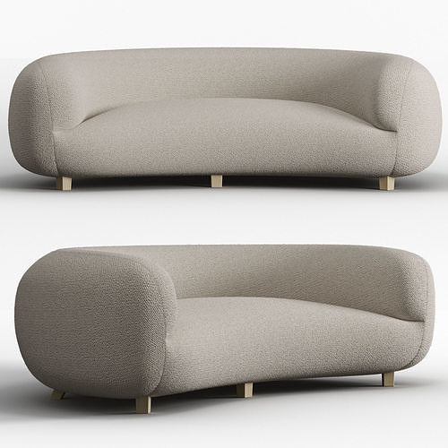 Gorgeous Large Three-Seat Danish Curved Sofa 3D model