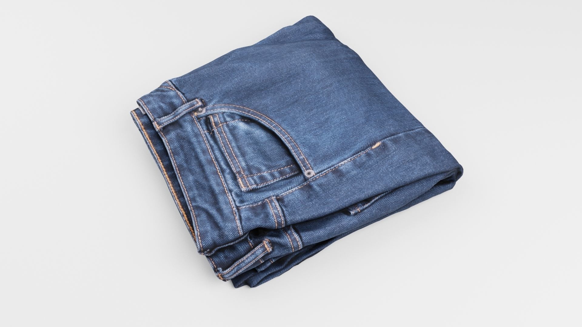 pair of folded blue jeans pants for wardrobe 3D model_2