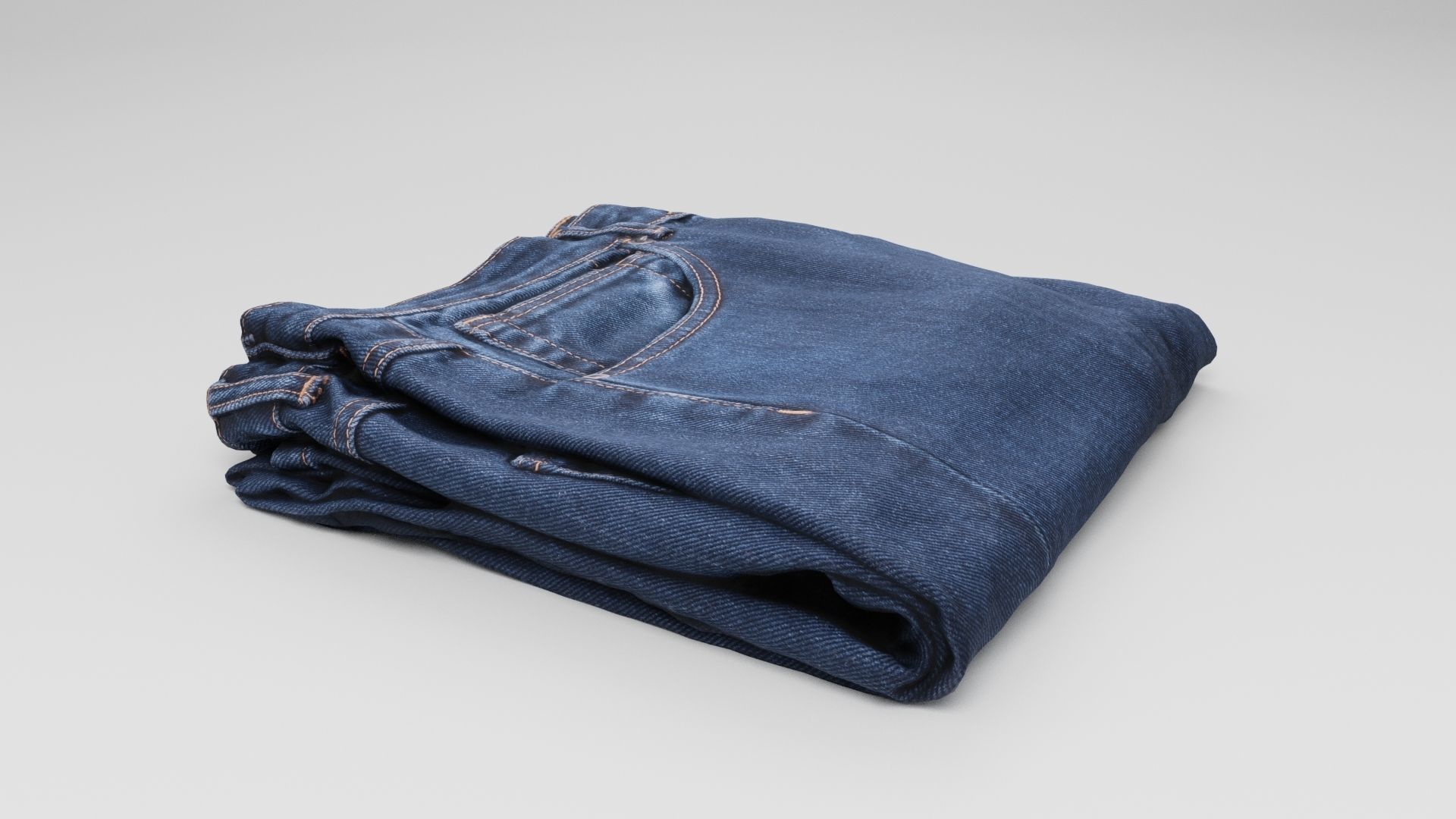pair of folded blue jeans pants for wardrobe 3D model_3